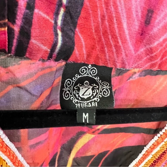 Zeugari Silk Tunic Beaded V Neck Semi Sheer Tie at Empire Waist * Runs Small * - Picture 4 of 11